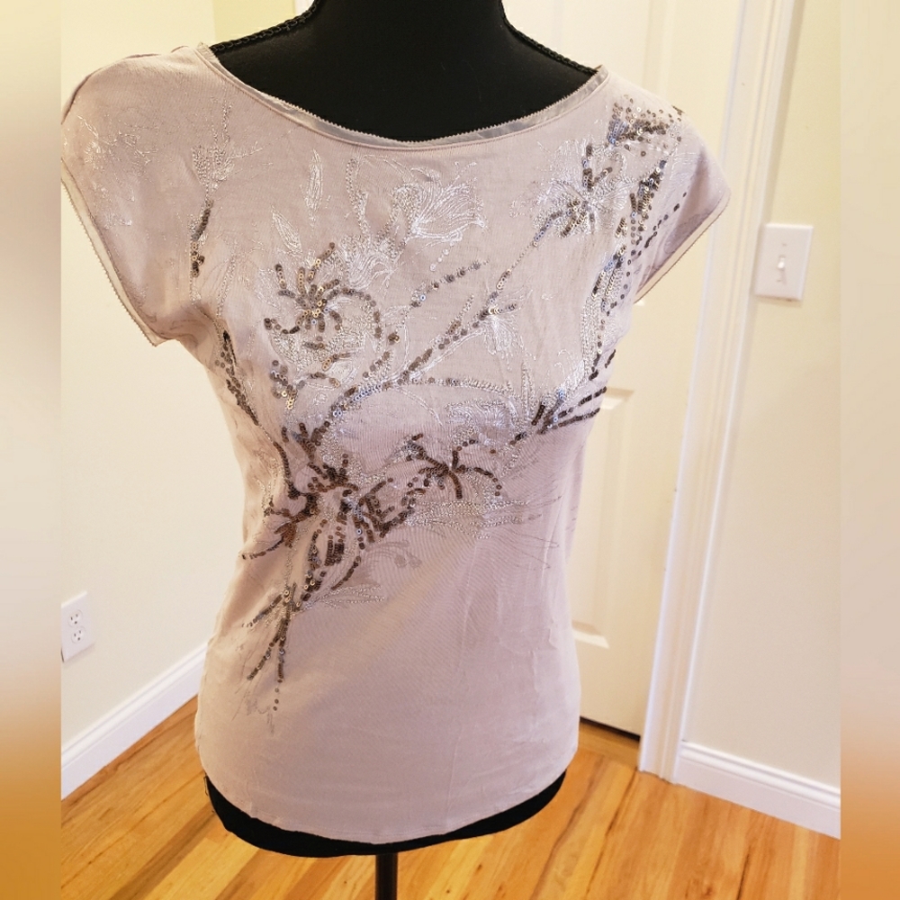 White House Black Market, embellished sleeveless knit top, woman's size small